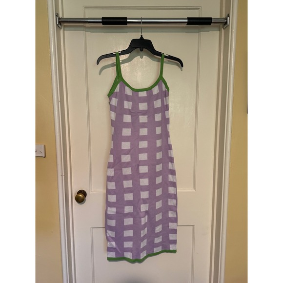 b new york Dresses & Skirts - Nissa New York Bodycon Mini‎ Dress Plaid Sleeveless Green Trim Size Unknown